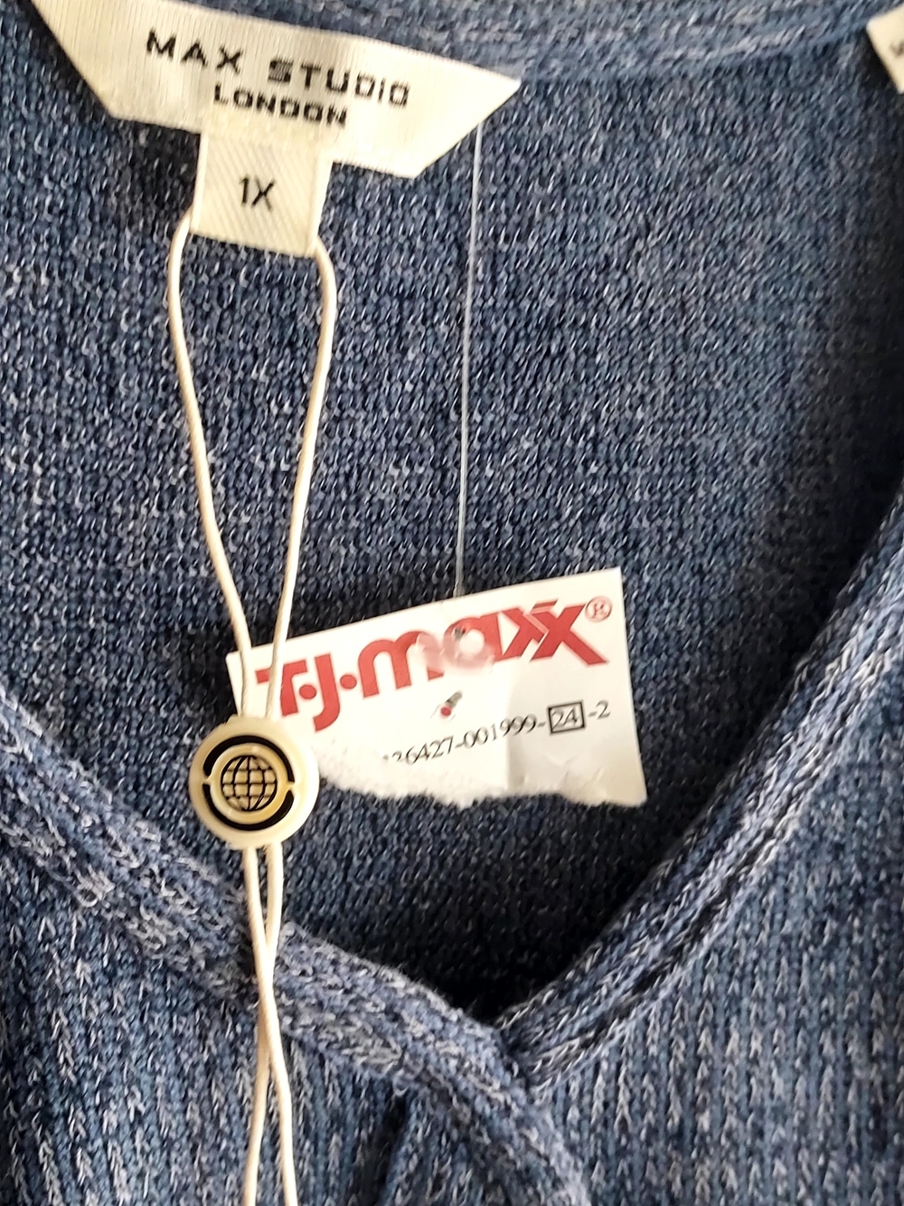 Max Studio Dark Navy Knit Henley Top - Picture 4 of 4